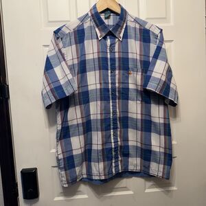 Knights of Round Table Mens L Plaid Shirt Vintage Short Sleeve Button Down